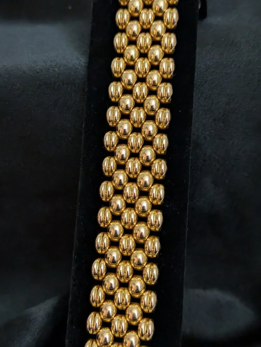 Authentic 1940s Swiss 5 Row Panther Link Plaque  ORL 20 Microns Gold Bracelet